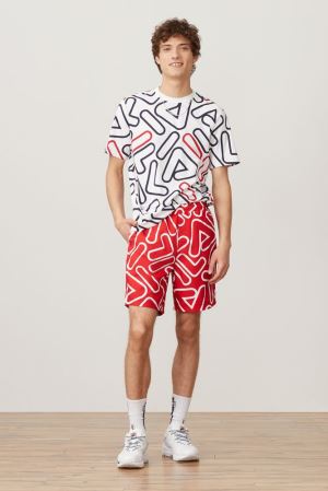 FILA Yash Shorts Red / White,Mens Clothing | CA.TQEUXY945